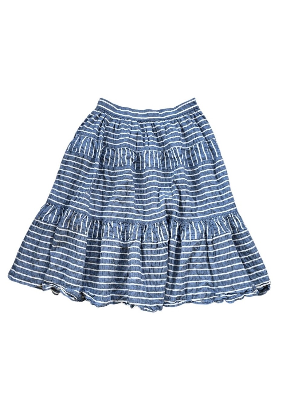 Lauren Ralph Lauren Linen Blend Striped Tiered Midi Skirt Women's Size 12 *EUC*